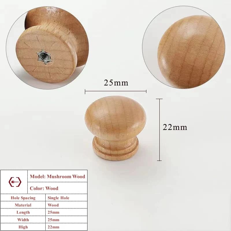Poignée de meuble en bois massif Noyer Hêtre pour armoire de cuisine, tiroir, bouton rond, poignée l