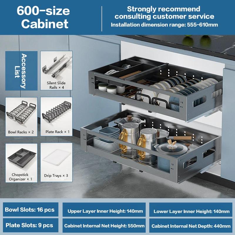 Organisateur de tiroir de cuisine en acier inoxydable 304, 2 niveaux, support intégré robuste pour a