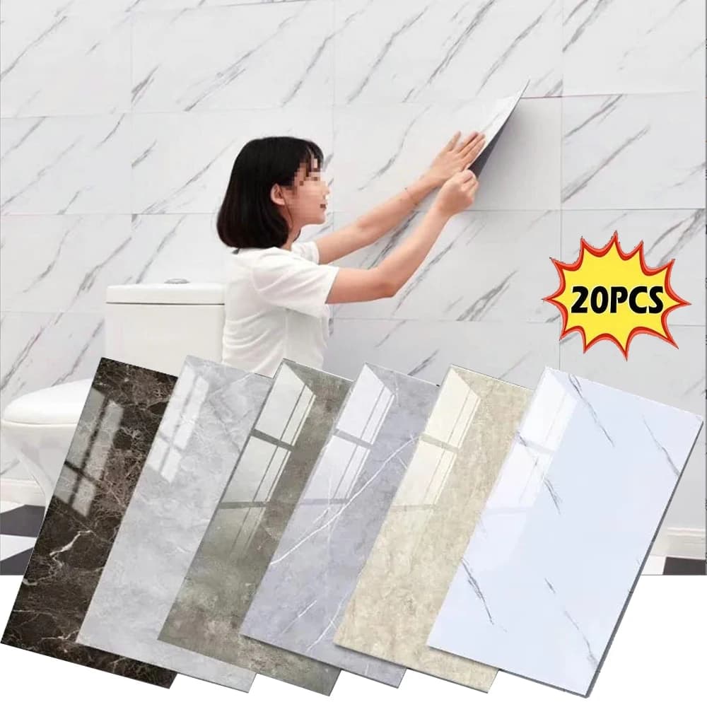 Autocollants de carreaux de marbre auto-adhésifs, 30cm x 60/30cm, imperméables, pour sol, PVC, cuisi