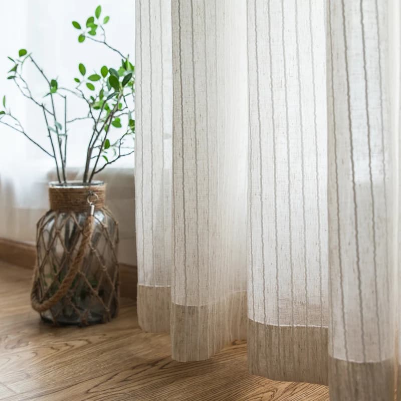 Rideaux transparents rayés en coton et lin, tulle pour chambre à coucher, salon, balcon, livre, cham