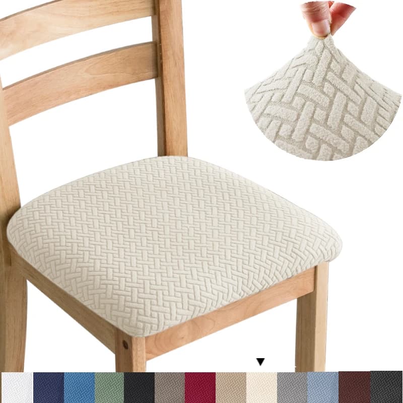 Housses de siège de chaise de salle à manger en Jacquard extensible et Durable, housse de coussin de