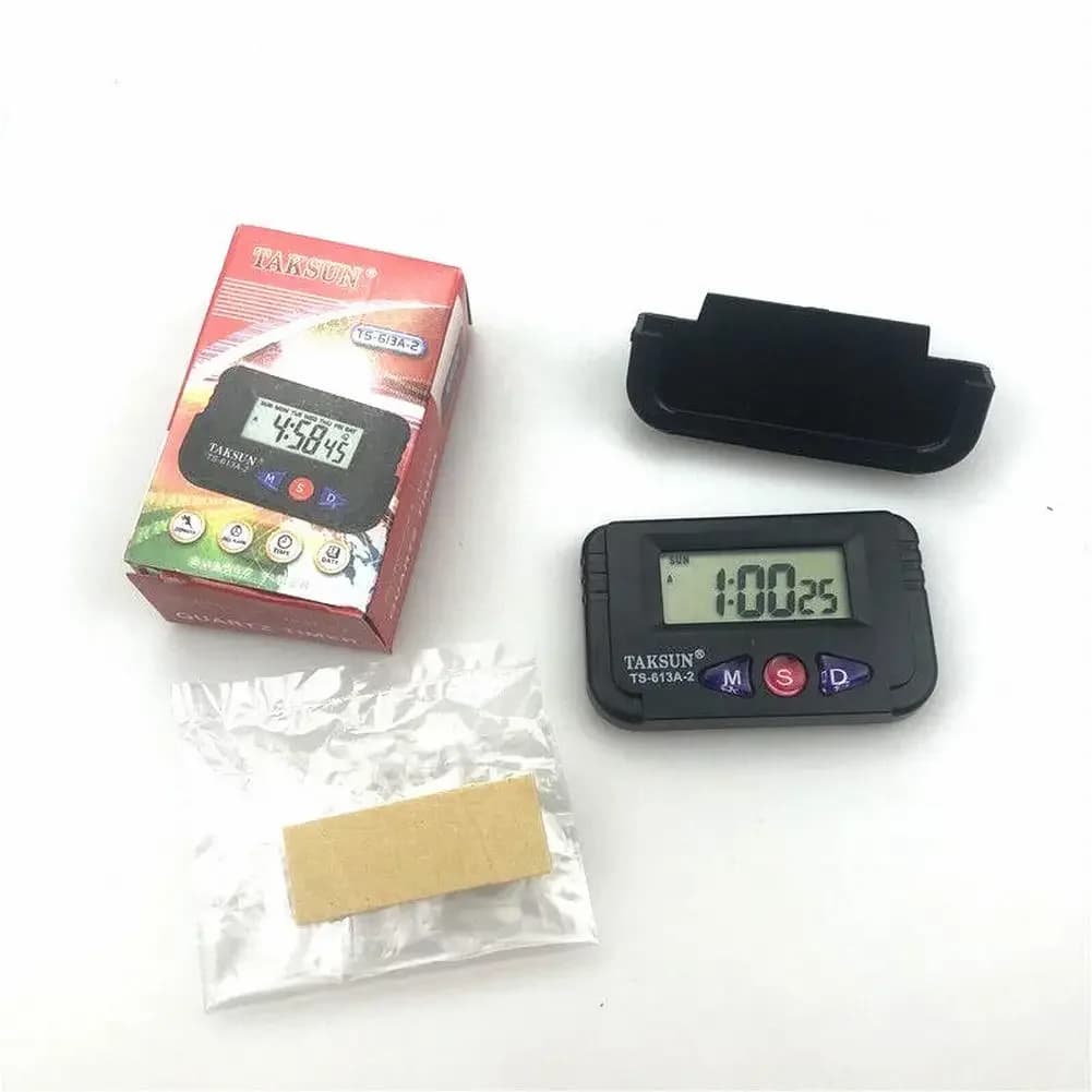 Horloge de voiture compacte double face durable, réveil de table, fonction de date et de minuterie, 