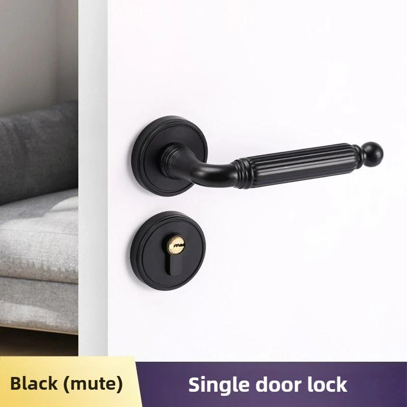 Serrure de porte de chambre à coucher de Style français, porte intérieure en bois Vintage et silenci