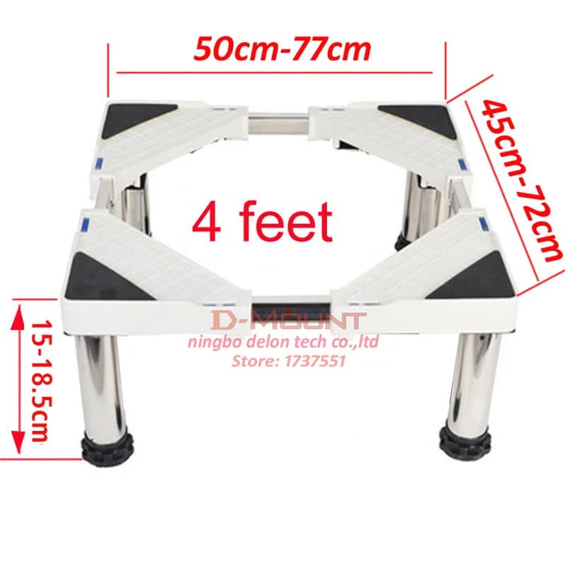 (4 pieds) 15-18.5cm hauteur réglable 25mm support de montage pour réfrigérateur en acier inoxydable