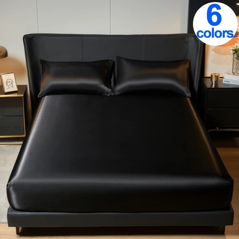 Drap-housse élégant en satin - Luxueux hauteur 35 cm, taille king/queen universelle, ajoute l'opulen