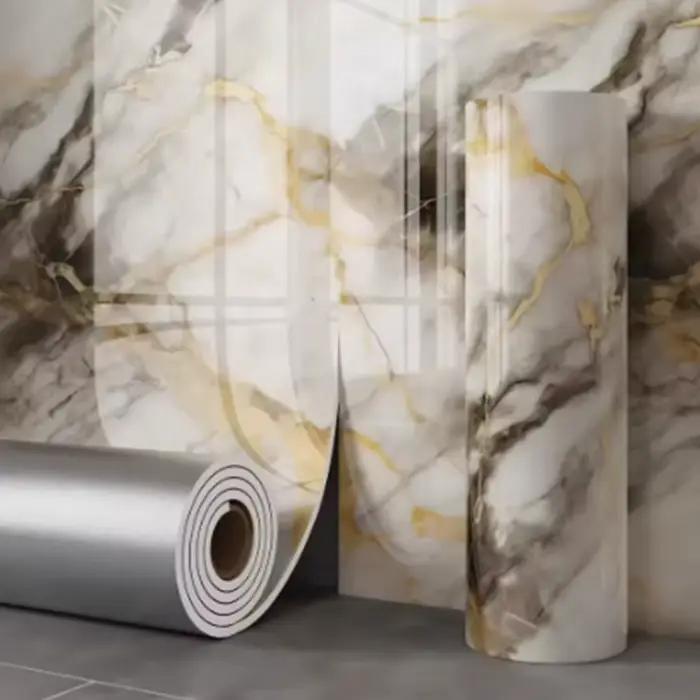 Papier peint auto-adhésif Imitation marbre mousse épaisse, 1 rouleau, décoration de chambre à couche