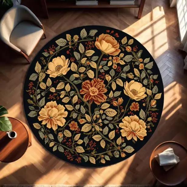Tapis rond rouge de Style Vintage, aspect Antique, Teppich, grand tapis turc en détresse pour décora