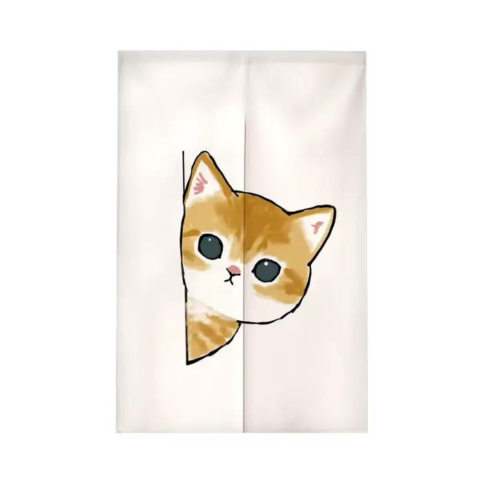 Rideau de vestiaire avec illustration de chat de dessin animé, cloison de confidentialité, rideaux d