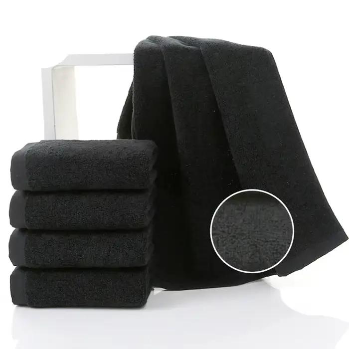 Ensemble de serviettes de visage noires pour hommes, 100% coton, pas de décoloration, serviettes à m