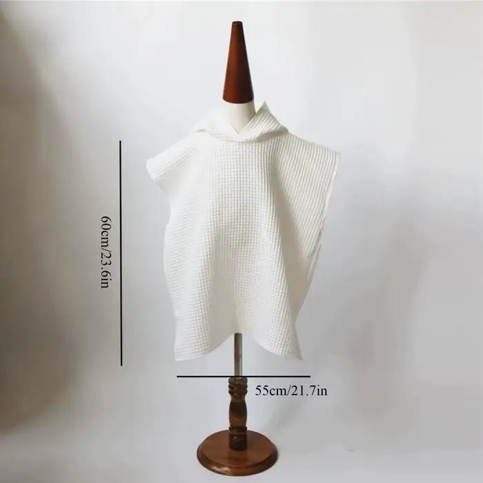 Poncho à capuche pour enfants, 2 pièces, serviette de plage gaufrée, couleur unie, couverture après