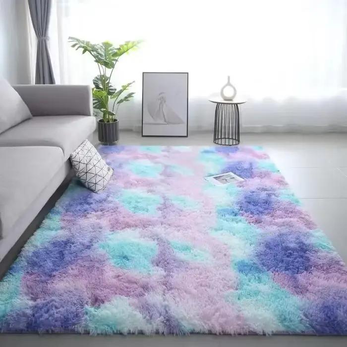 Tapis de chevet en laine de soie dégradée, pour chambre d'enfant, salon, chambre à coucher, antidéra