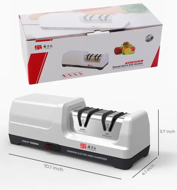 Aiguiseur de couteaux de cuisine électrique avec affûtage 100 % diamant – 20 ° Affûtage de précisi