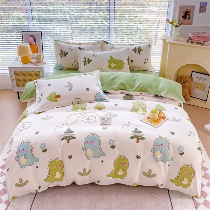 Parure de lit dinosaure, taille lit simple, housse de couette en microfibre imprimée en 3D avec taie
