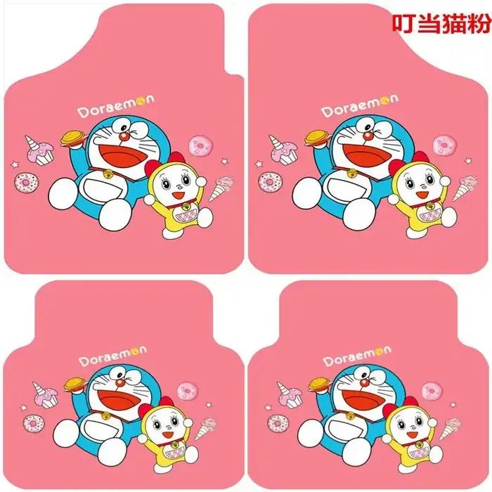 Ensemble de 4 pièces de coussin de voiture Hello Kitty, housse de sol Kawaii, tapis à motif de perso