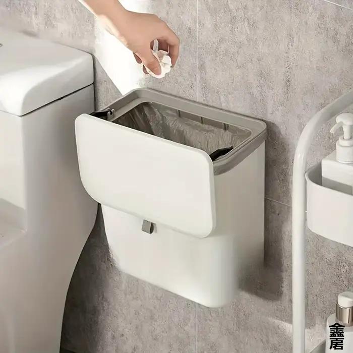 Poubelle murale blanche pour cuisine, gain de place et nettoyage facile - Plastique durable, rangeme