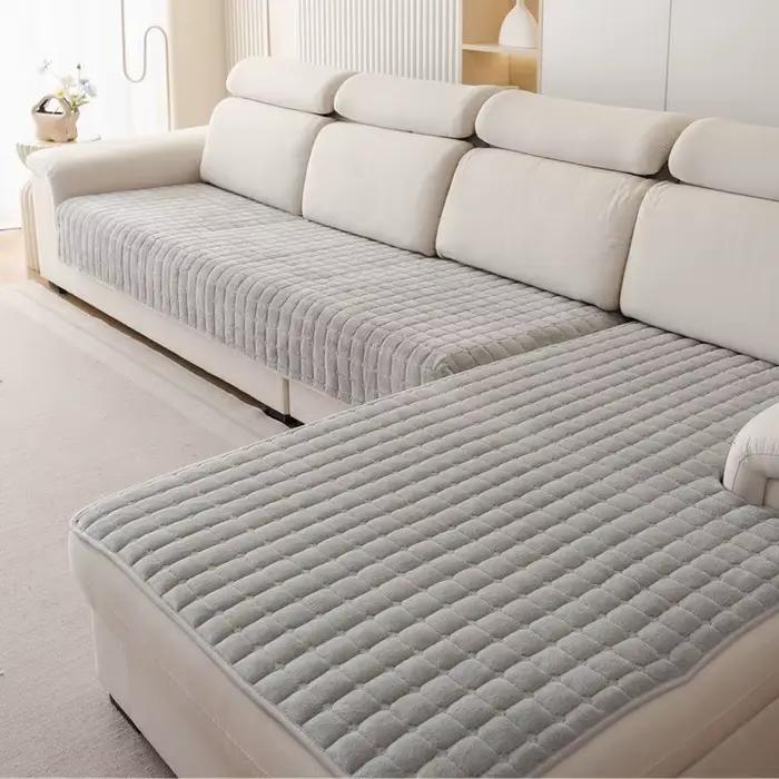 Coussin de canapé en velours épais à carreaux, antidérapant, universel quatre saisons, pour salon, s
