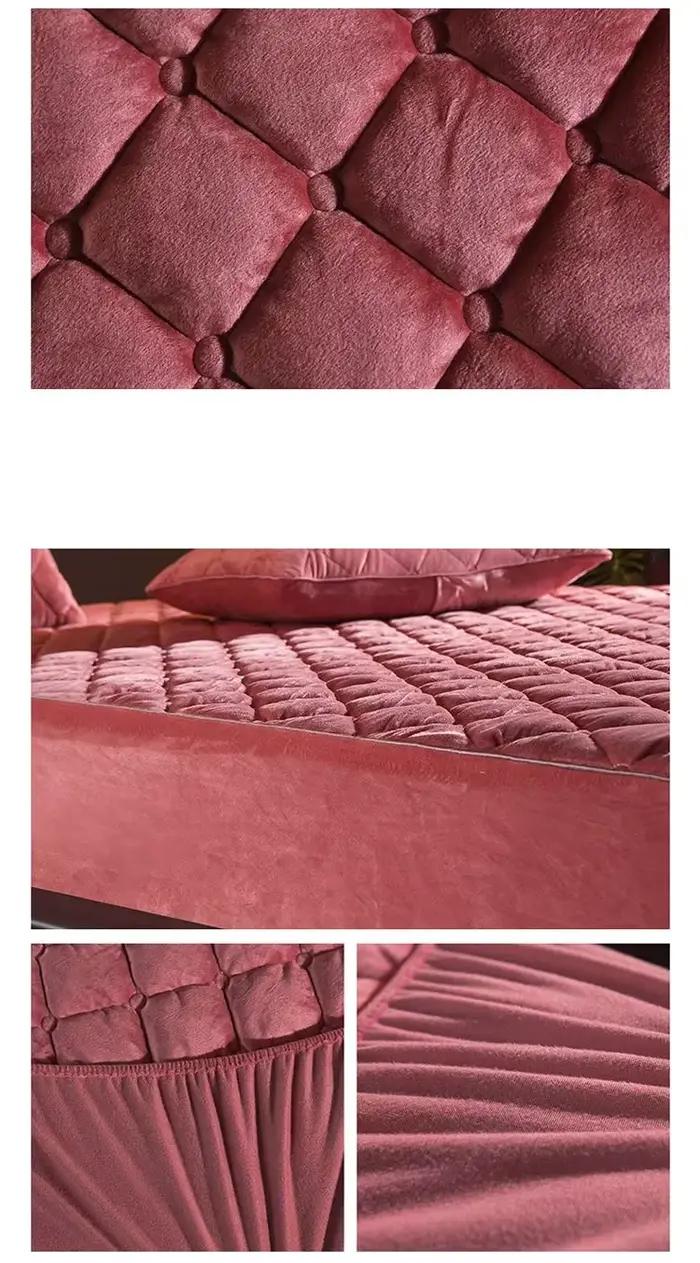 Housse de matelas matelassée épaisse en velours cristal, drap-housse chaud et doux en peluche Queen