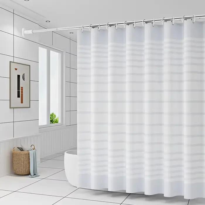 Rideaux de douche à rayures blanches, style moderne et simple, rideau de salle de bain résistant à l
