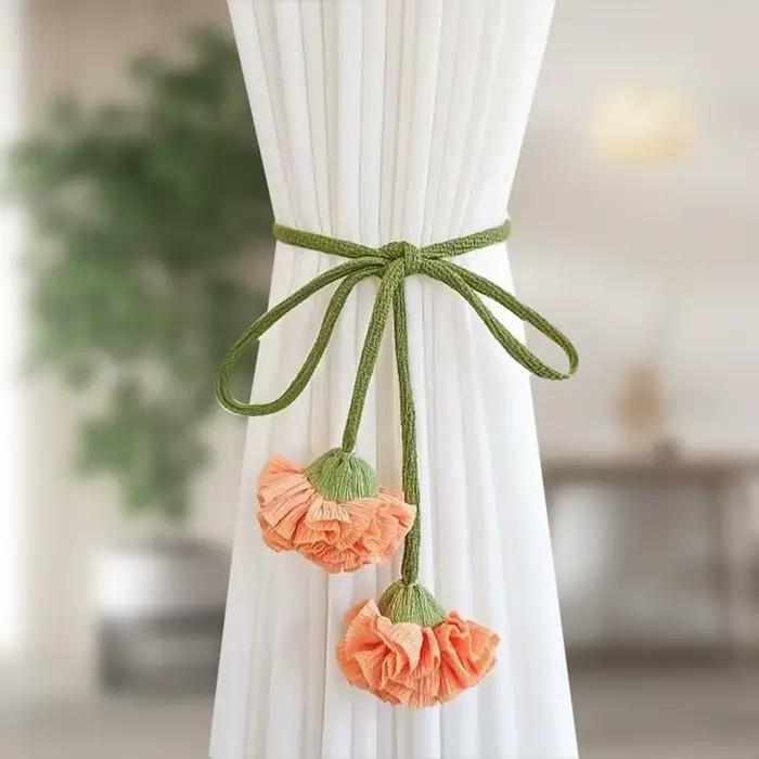 Embrasses de rideaux à bande élastique en forme de fleur, boucles de rideaux de fenêtre réglables, g
