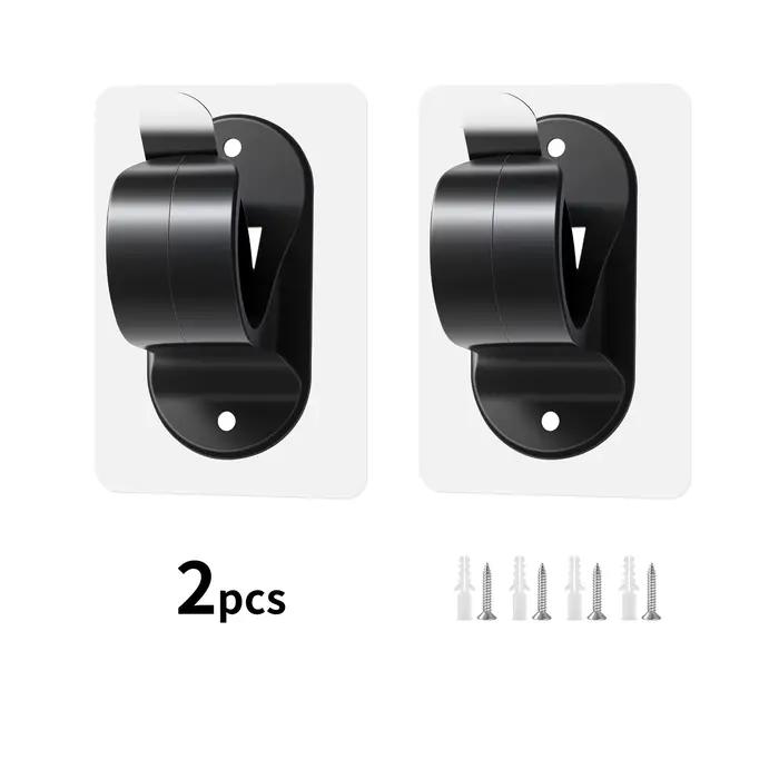 Support de tringle à rideau auto-adhésif en tiges de fer noir, sans perçage.