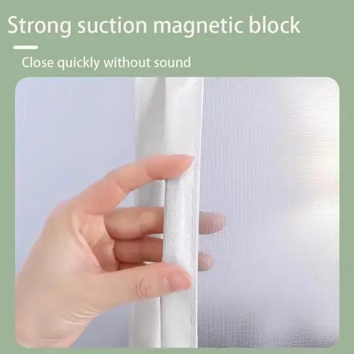 Rideau de porte anti-moustiques en gaze de diamant magnétique, porte d'aspiration magnétique blanche