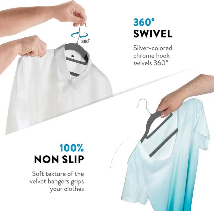 10/20 pièces de cintres en velours de haute qualité, cintres en feutre floqués antidérapants, cintre