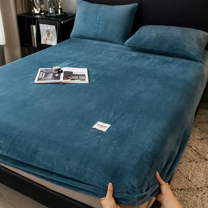 Drap-housse en velours de lait d'hiver, 1 pièce, housse de protection pour matelas en peluche de cou