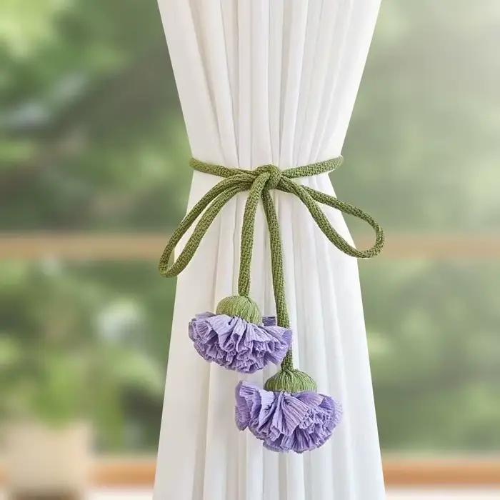 Embrasses de rideaux à bande élastique en forme de fleur, boucles de rideaux de fenêtre réglables, g