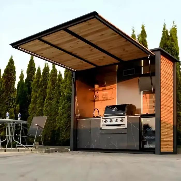 Cuisine extérieure pliable sur mesure, robuste et résistante aux intempéries, avec barbecue à gaz po