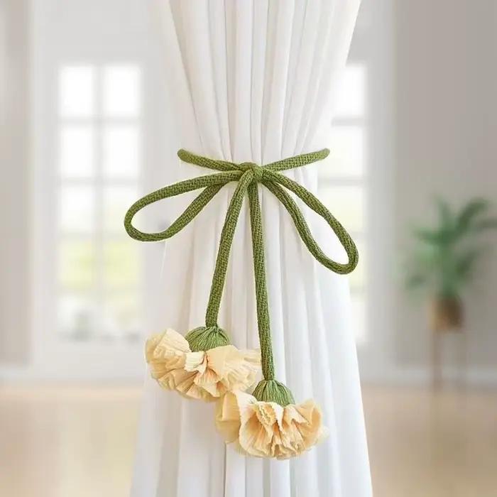 Embrasses de rideaux à bande élastique en forme de fleur, boucles de rideaux de fenêtre réglables, g