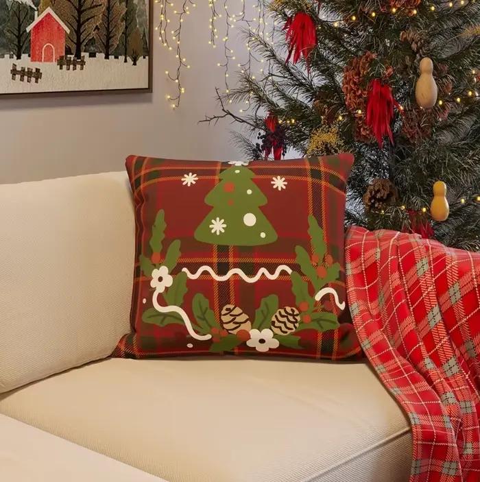 Housse de coussin imprimée de noël, 2 pièces, mode nordique, taie d'oreiller festive, cadeau de noël