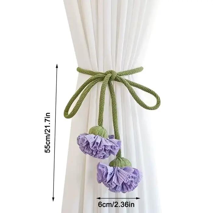 Embrasses de rideaux à bande élastique en forme de fleur, boucles de rideaux de fenêtre réglables, g