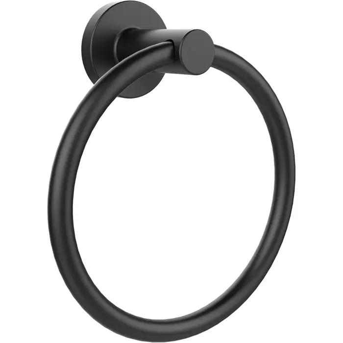 Porte-serviettes pour mur de salle de bain, anneau noir mat, porte-serviettes en acier inoxydable, p