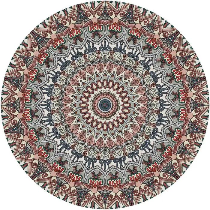 Tapis tibétain Mandala VIKAMA avec art Thangka intemporel, parfait pour le salon et la chambre à cou