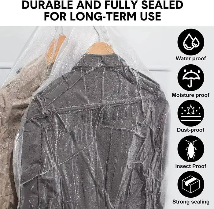Sacs de rangement sous vide suspendus, pas besoin d'économie de pompe, joint sous vide avec cintre,