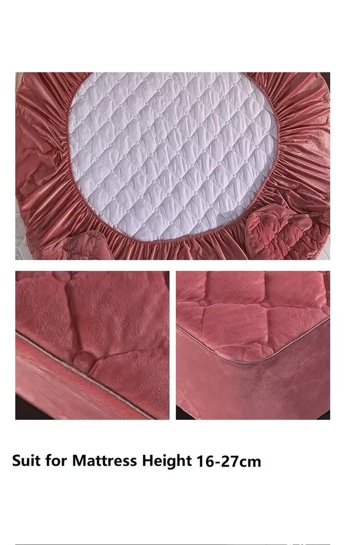 Housse de matelas matelassée épaisse en velours cristal, drap-housse chaud et doux en peluche Queen