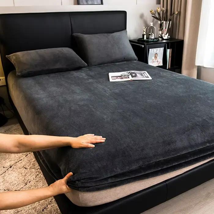Drap-housse en velours de lait d'hiver, 1 pièce, housse de protection pour matelas en peluche de cou