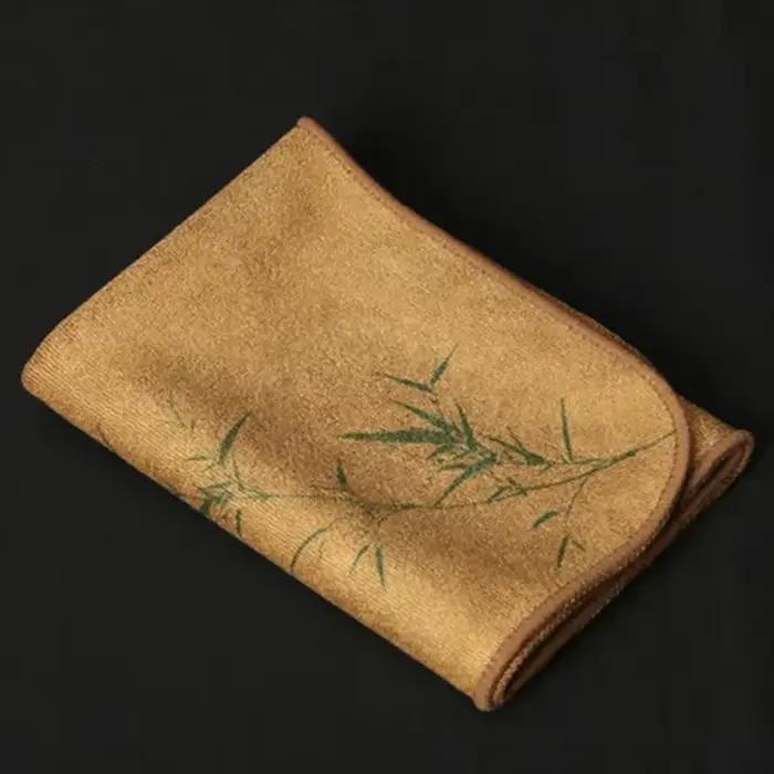 Ensemble de serviettes à thé Zen : tissu absorbant en coton et lin épais peint à la main pour théièr