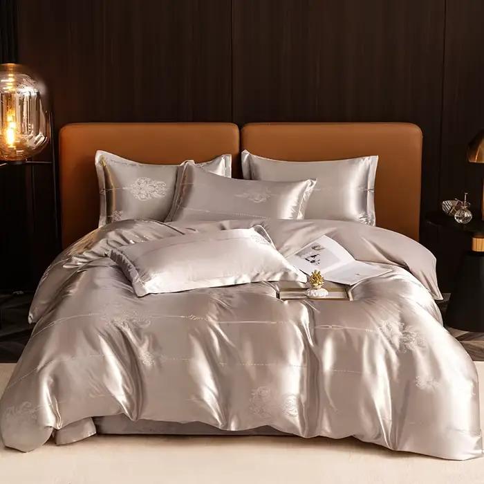 Ensemble de housse de couette Jacquard 3 pièces, Type de luxe léger européen, tissu doux respectueux