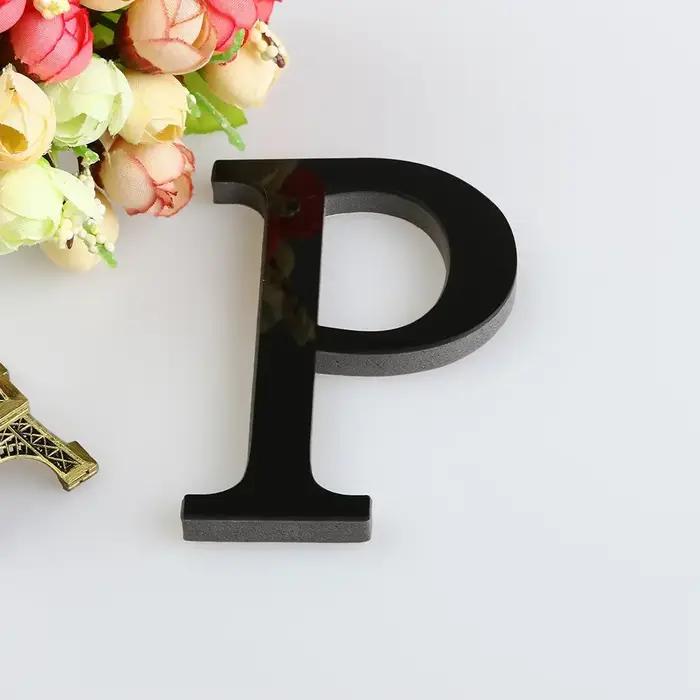 26 lettres bricolage 3D miroir acrylique autocollant Mural ornements noir anglais Alphabet décalcoma