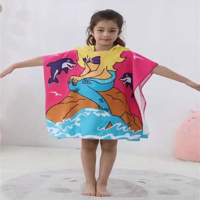 Serviette de plage à capuche pour enfants, serviette de bain, poncho pour enfants, motif lapin, serv