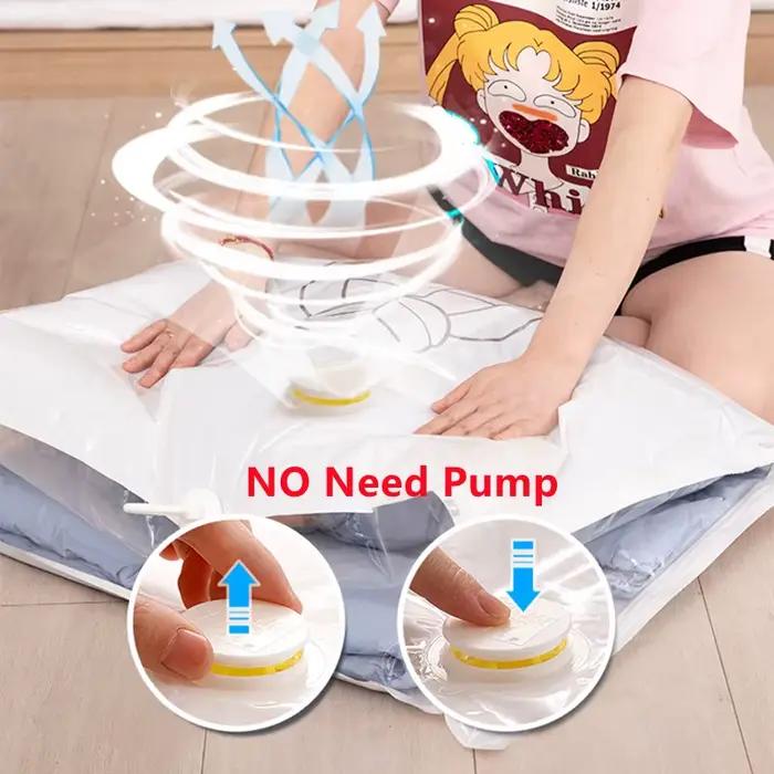 Sacs de rangement sous vide suspendus, pas besoin d'économie de pompe, joint sous vide avec cintre,