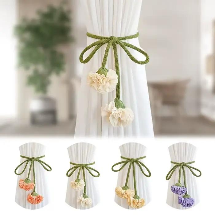 Embrasses de rideaux à bande élastique en forme de fleur, boucles de rideaux de fenêtre réglables, g