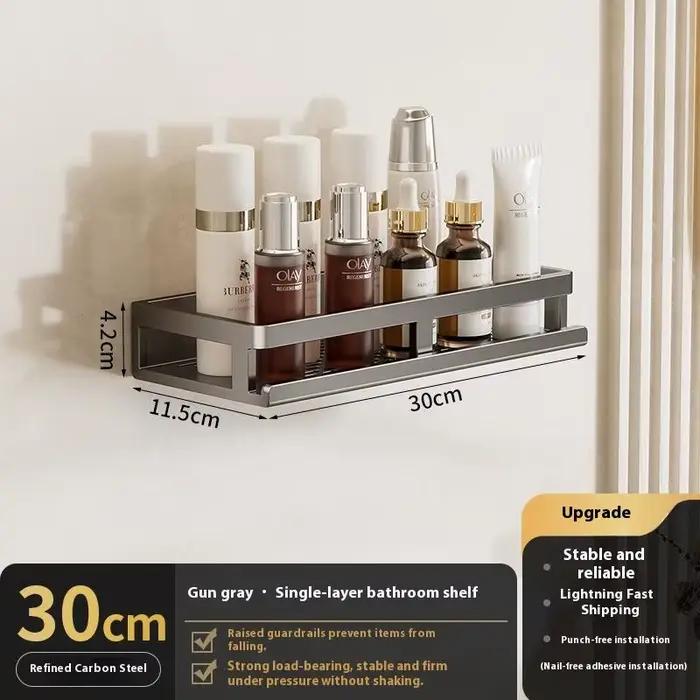 Support de douche mural en aluminium pour salle de bain, panier de rangement de cuisine multifonctio