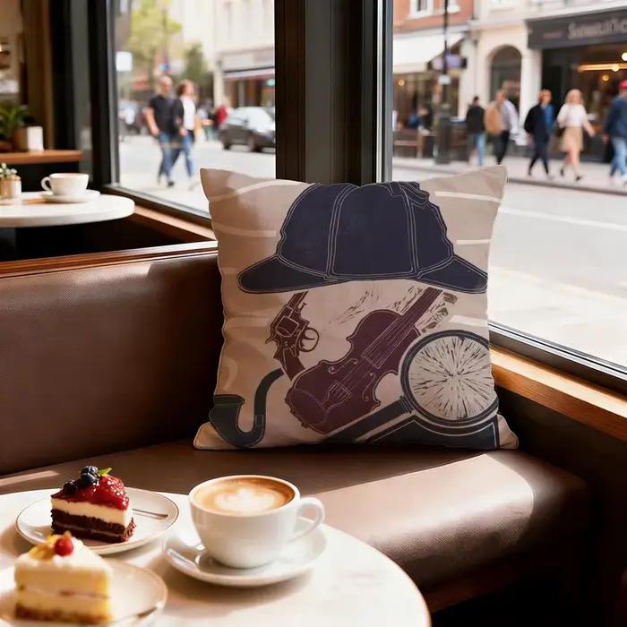 Housse de coussin décorative Sherlock Holmes, housse de coussin pour canapé, 50x50, 4 pièces, 45x45,