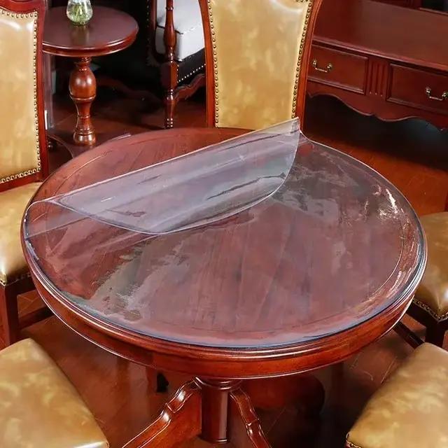 Tapis de Table rond Transparent en PVC, nappe imperméable, motif de cuisine, couverture de Table en