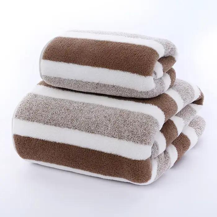 Ensemble de serviettes à motif rayé, serviette de bain douce pour le visage, serviettes absorbantes