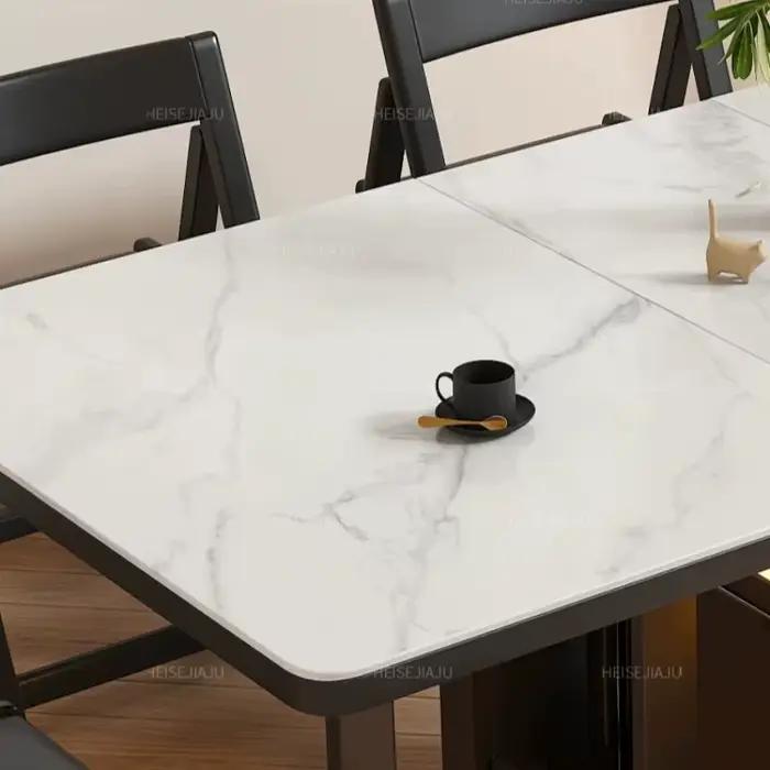 Table de salle à manger italienne de luxe, extensible, moderne, avec 6 chaises, table pliable vintage en bois, meubles de cuisine