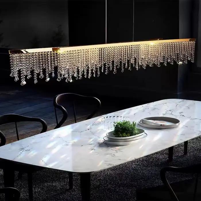 Plafonnier LED suspendu en cristal au design nordique moderne, luminaire décoratif d'intérieur, idéal pour un salon ou une salle à manger