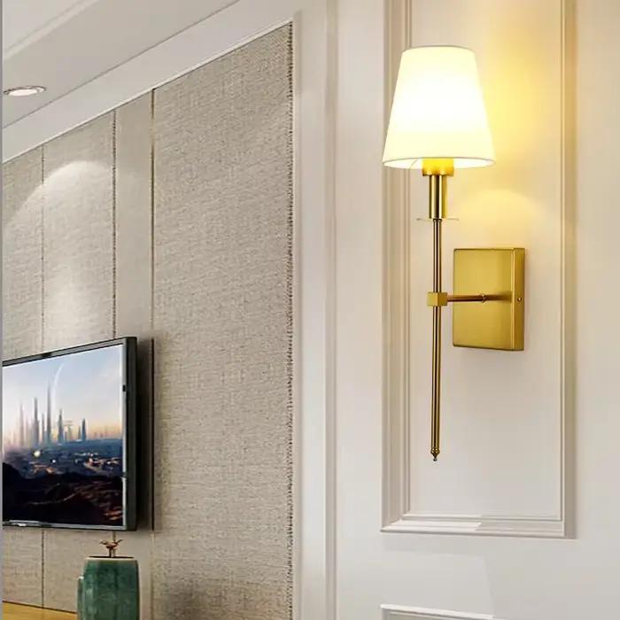 Applique murale Led américaine moderne pour décor salle de bain miroir lumière chambre couloir escaliers tissu abat-jour applique murale décor de chambre